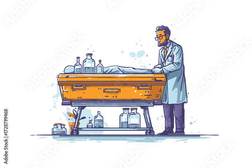 Embalmer at work wild animals isolated