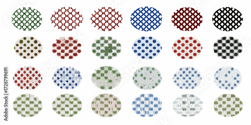 Collection of diverse circular patterns and textures in various colors and styles