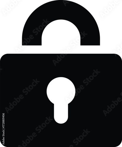Simple black padlock icon symbol for security privacy and access control concepts