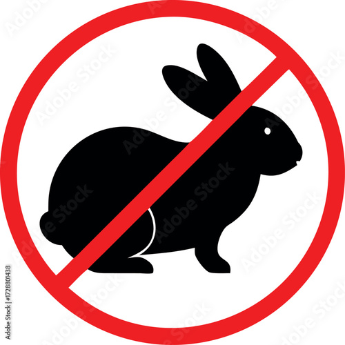 No rabbits raster icon. Flat No rabbits pictogram icon vector
