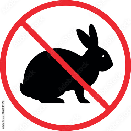 No rabbits raster icon. Flat No rabbits pictogram icon vector
