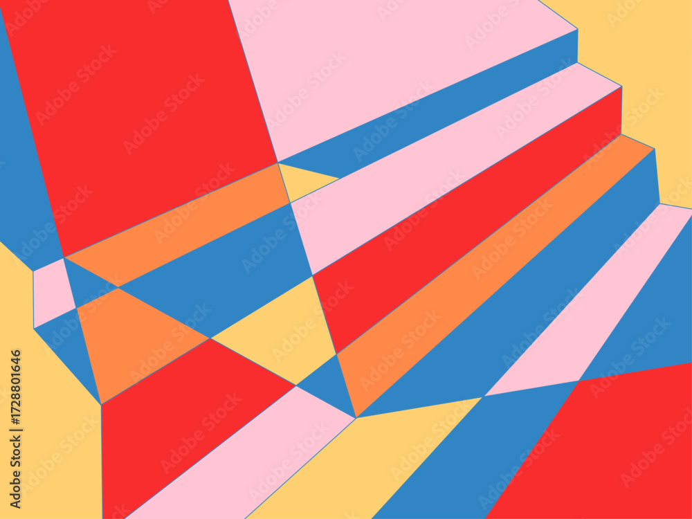 3D Multicolor Abstract Diagonal Pattern with Stairs Background Banner for Ads, Covers, Social Media Graphics, Shop, Discount, Sale and Flyer Decoration