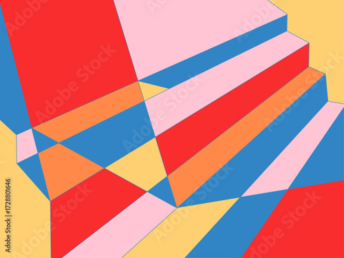 3D Multicolor Abstract Diagonal Pattern with Stairs Background Banner for Ads, Covers, Social Media Graphics, Shop, Discount, Sale and Flyer Decoration