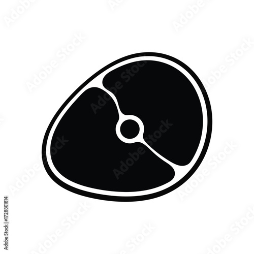 Vector art of black and white meat cut icon