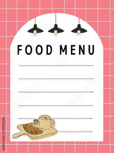 お洒落なカフェのメニュー表・デザイン・手描きイラスト・看板