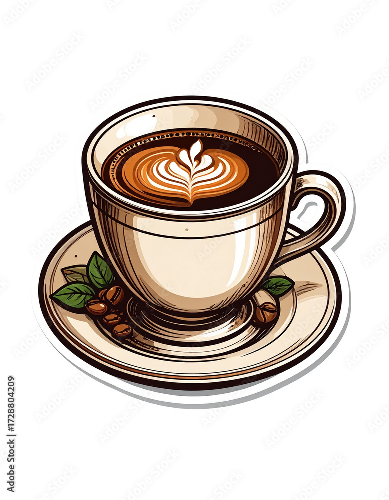 Obraz premium A stylized coffee cup sticker