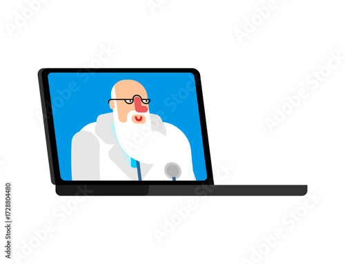 telemedicine consultation with doctor on laptop. Symbol of online healthcare, e-health, and digital medicine. Perfect for clinics, apps, and modern medical projects.
