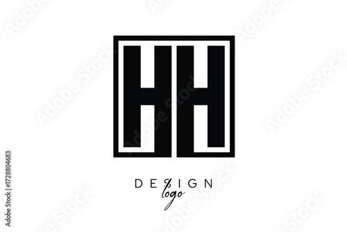HH Double Letter Monogram Logo – Bold Square Typography Initials for Modern Branding, Identity & Professional Design