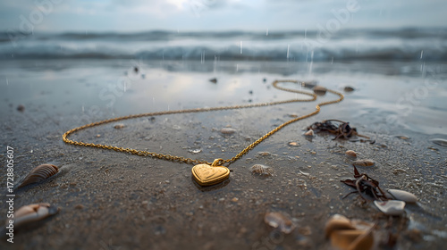 Beachside Pendant Heart Jewelry on Sand