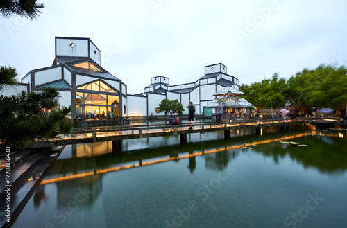 Suzhou Museum Suzhou-style architectural night view scenery, China