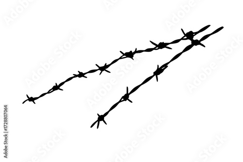 Sharp barbed wire strand graphic symbolizing restriction, danger, or boundary protection