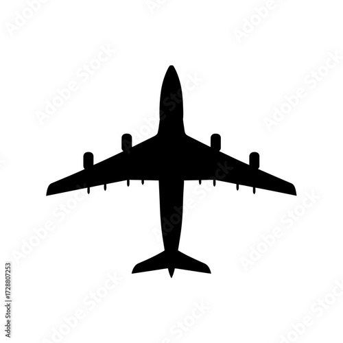 Black silhouette of a large airplane