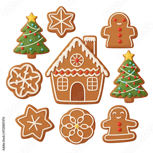 Collection of various gingerbread cookies in different shapes, perfect for the holiday season.