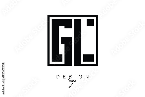 GL Double Letter Monogram Logo – Bold Square Typography Initials for Modern Branding, Identity & Professional Design