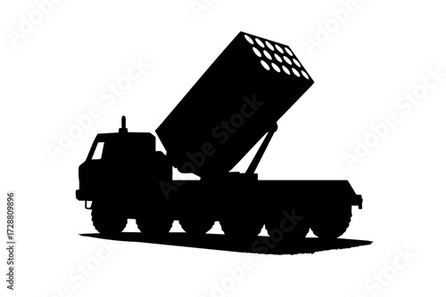 Rocket launcher platform shape-based black and white icon
