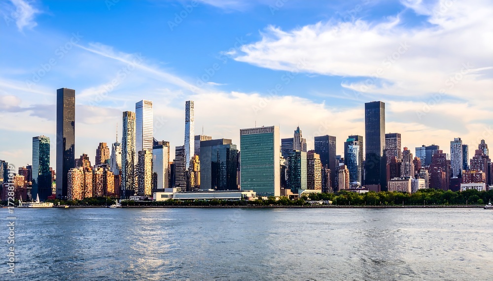 Naklejka premium City skyline panorama at sunset