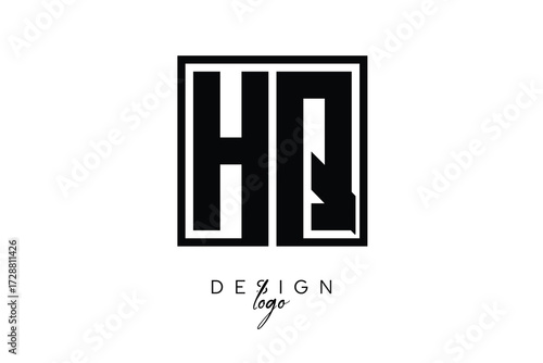 HQ Double Letter Monogram Logo – Bold Square Typography Initials for Modern Branding, Identity & Professional Design