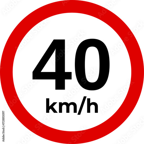 Speed limit 40 kmh sign