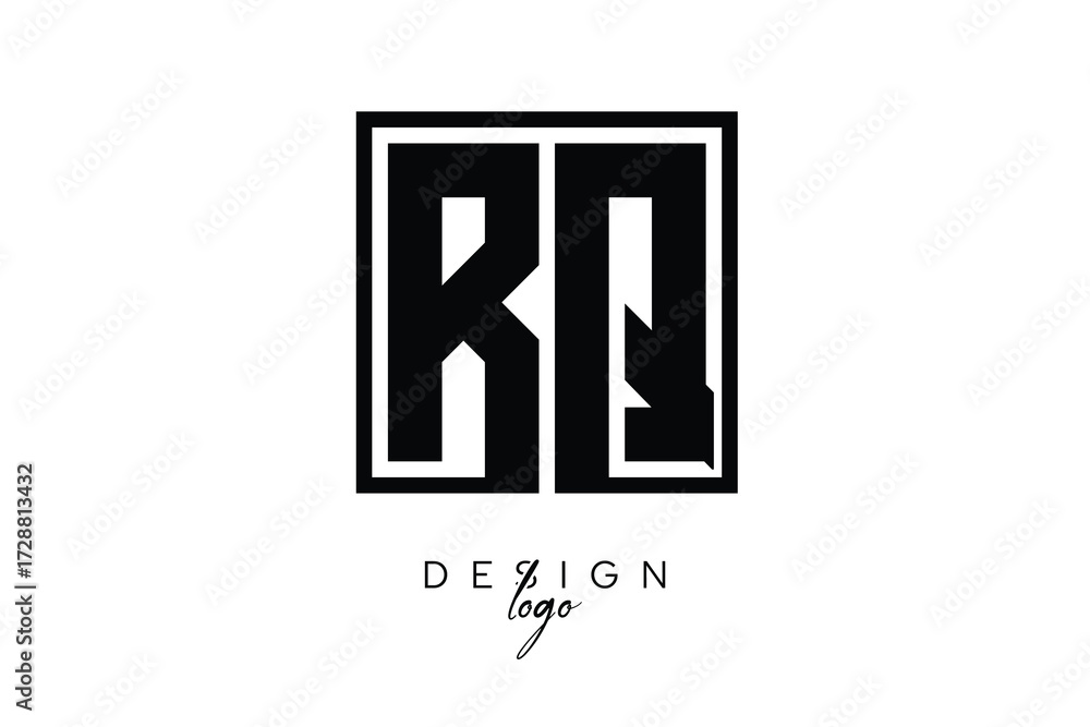 Fototapeta premium RQ Double Letter Monogram Logo – Bold Square Typography Initials for Modern Branding, Identity & Professional Design