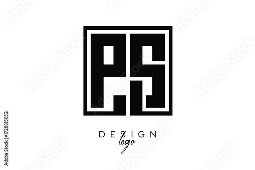 PS Double Letter Monogram Logo – Bold Square Typography Initials for Modern Branding, Identity & Professional Design