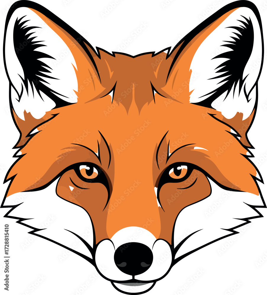 Obraz premium Stylized Fox Face Vector Illustration