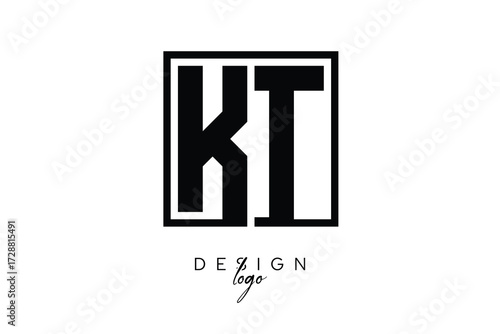 KT Double Letter Monogram Logo – Bold Square Typography Initials for Modern Branding, Identity & Professional Design