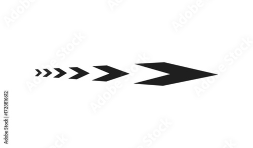 Series of black arrows indicating forward movement and speed