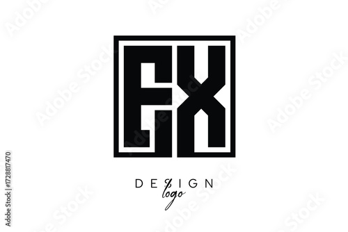 EX Double Letter Monogram Logo – Bold Square Typography Initials for Modern Branding, Identity & Professional Design