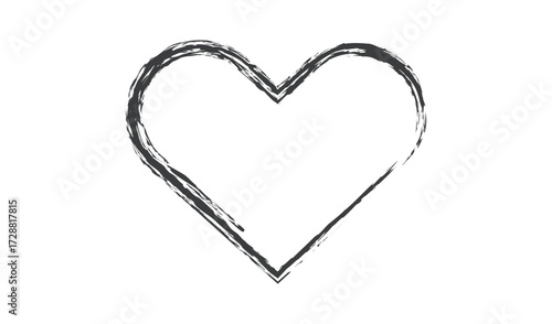 Roughly drawn heart shape with textured brush strokes on white background