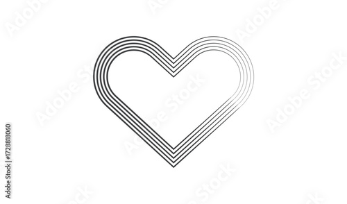 Abstract heart shape made of textured lines on a white background
