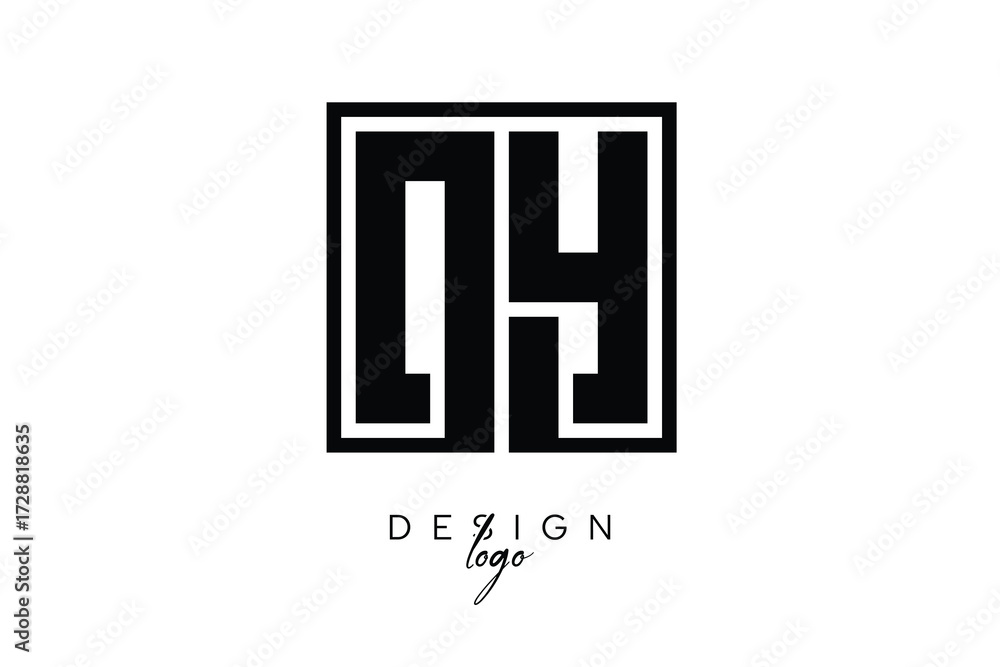 Obraz premium DY Double Letter Monogram Logo – Bold Square Typography Initials for Modern Branding, Identity & Professional Design