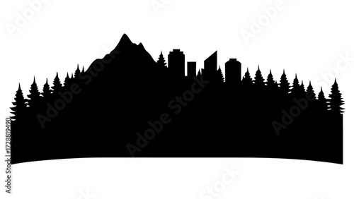 Stunning mountain range silhouette meets city skyline, blending nature and urban landscapes beautifully