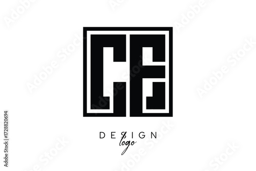CE Double Letter Monogram Logo – Bold Square Typography Initials for Modern Branding, Identity & Professional Design