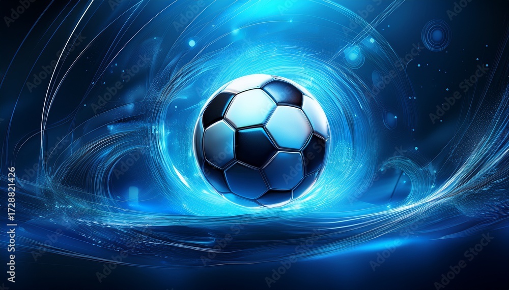 Fototapeta premium active sport blue background with a football soccer ball