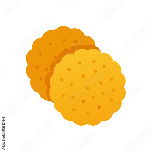 Vector art of two golden round crackers with holes