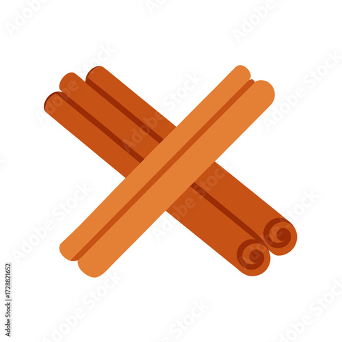 Vector art of four cinnamon sticks crossed