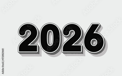 2026 year text illustration vector graphic design scalable eps file silhouette vector illustration white background
