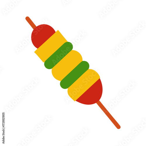 Vector art of colorful skewer with vegetables and meat