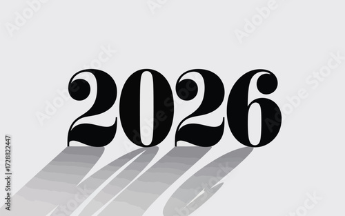 Bold 2026 year typography vector graphic illustration scalable eps silhouette vector illustration white background