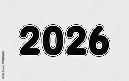 Year 2026 bold number typography vector illustration eps scalable graphic design silhouette vector illustration white background