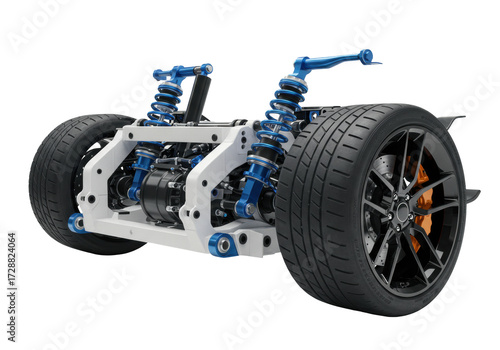 Foto Isolated modern high performance racing car chassis with advanced suspension sys