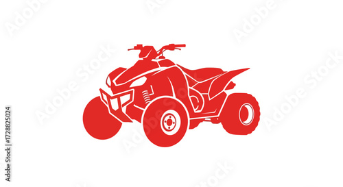 Red All-Terrain Vehicle Off-Road Quad Bike on White Background