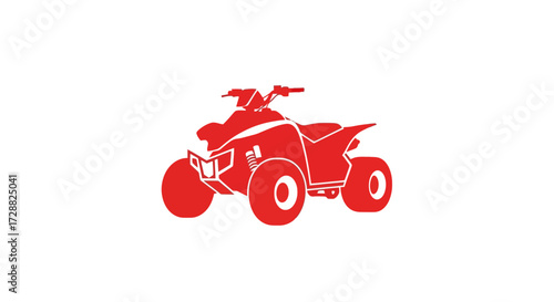 Red ATV Quad Bike on White Background for Off Road Recreation