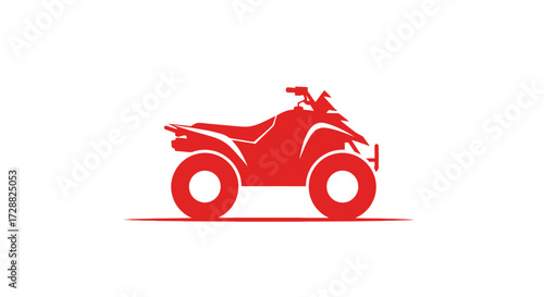Red Off Road ATV Vehicle Illustration on White Background