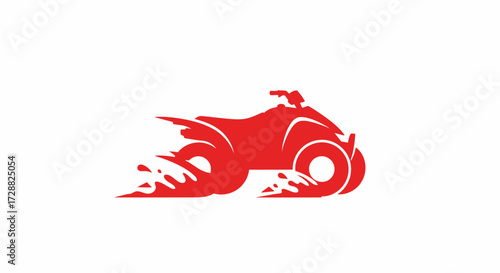 Red Speeding Jet Ski Abstract Illustration on White Background