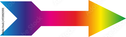 Colorful gradient rainbow arrow pointing right isolated on white background vector graphic