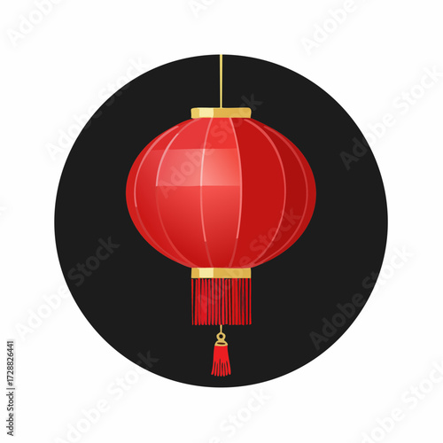 Red Chinese lantern illustration for New Year celebration floating in the sky