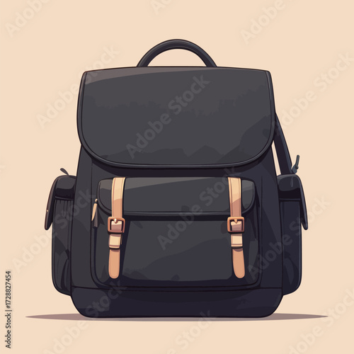 This stylish black backpack features a classic design with leather straps and multiple pockets. Ideal for daily use, it blends functionality with modern aesthetics.