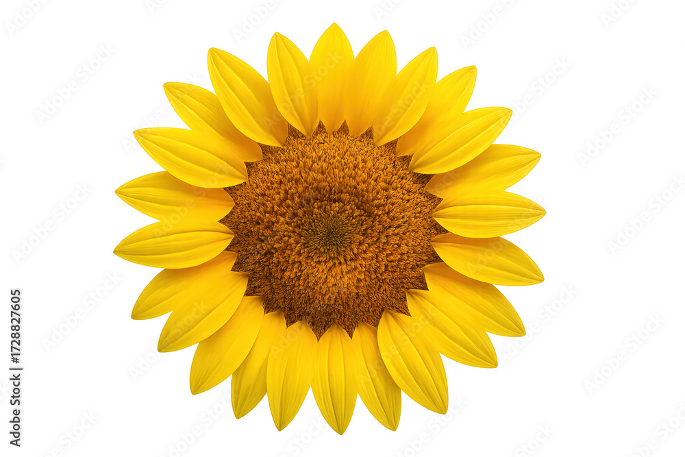 Fototapeta premium Sunflower blossom facing camera with transparent background