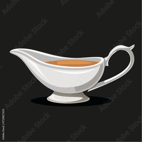 Vector Illustration of a Gravy Boat Isolated on Black Background